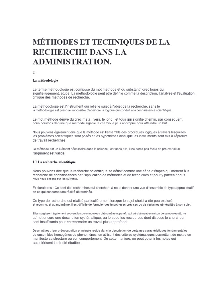 Méthodes de recherche en administration | PDF | Méthode scientifique ...
