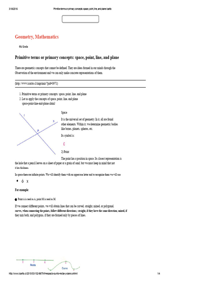Geometry Basics: Space, Point, Line, Plane | PDF | Line (Geometry ...
