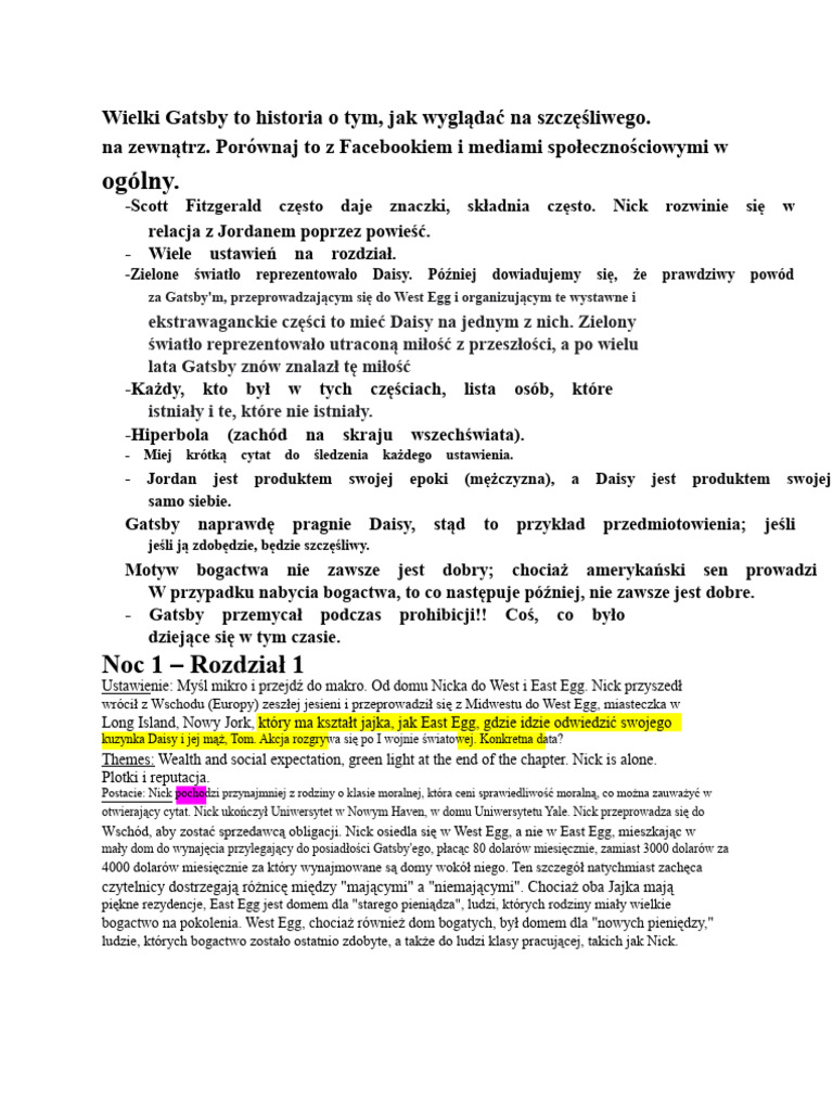 Adnotacje Do Wielkiego Gatsby ego PDF