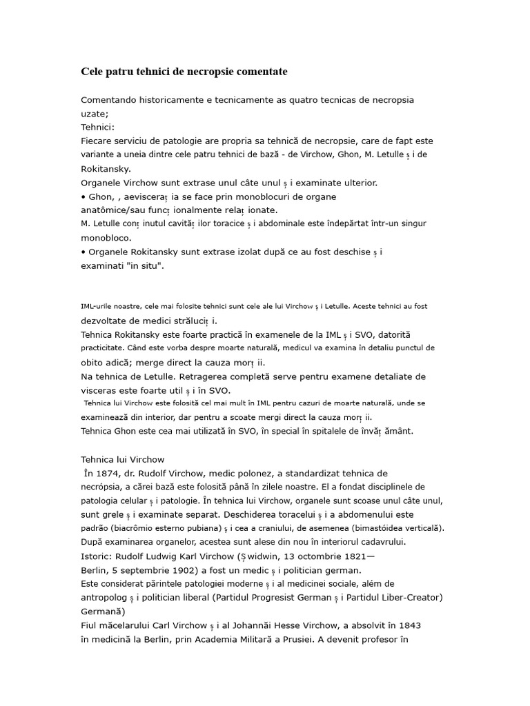 Cele Patru Tehnici de Necropsie | PDF