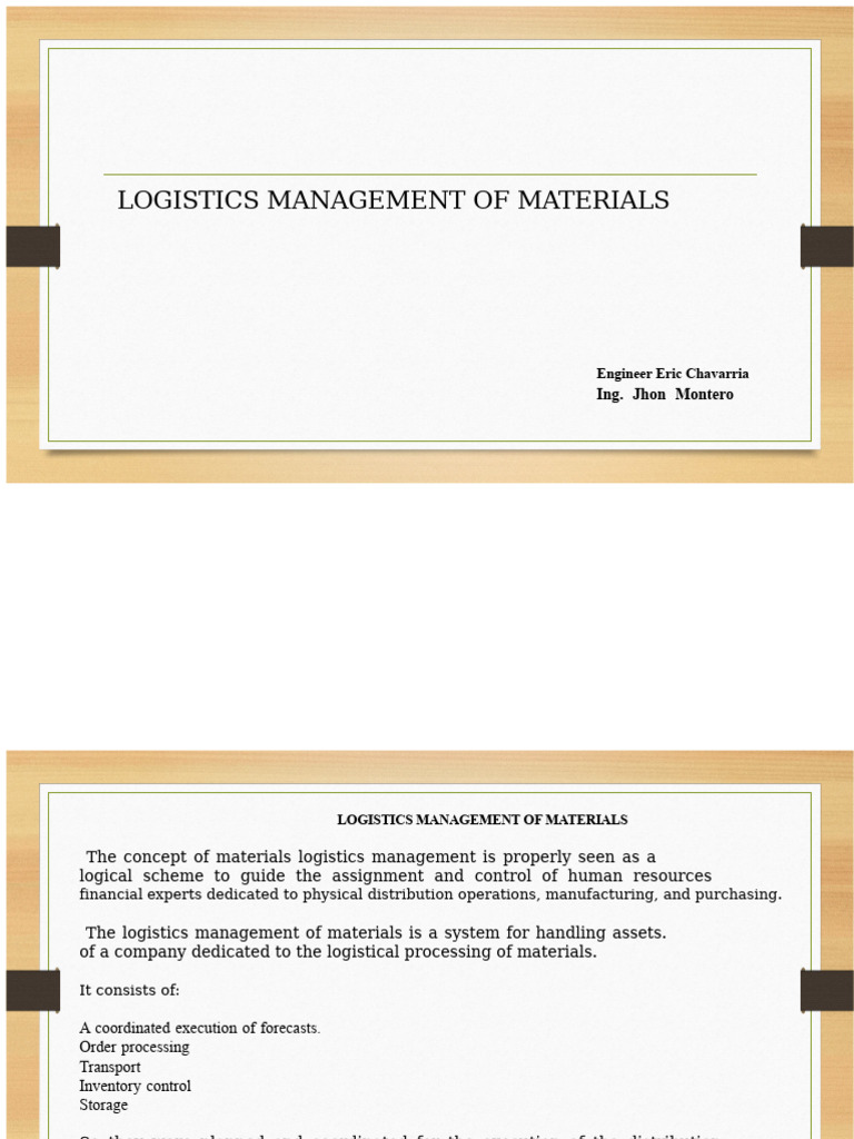Materials Logistics Management Overview | PDF | Logistics | Inventory