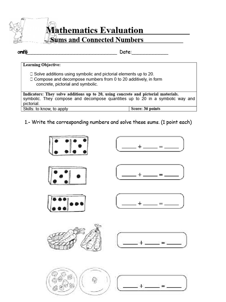 Mathematics Assessment Connected Numbers and Sums Up To 20 | PDF