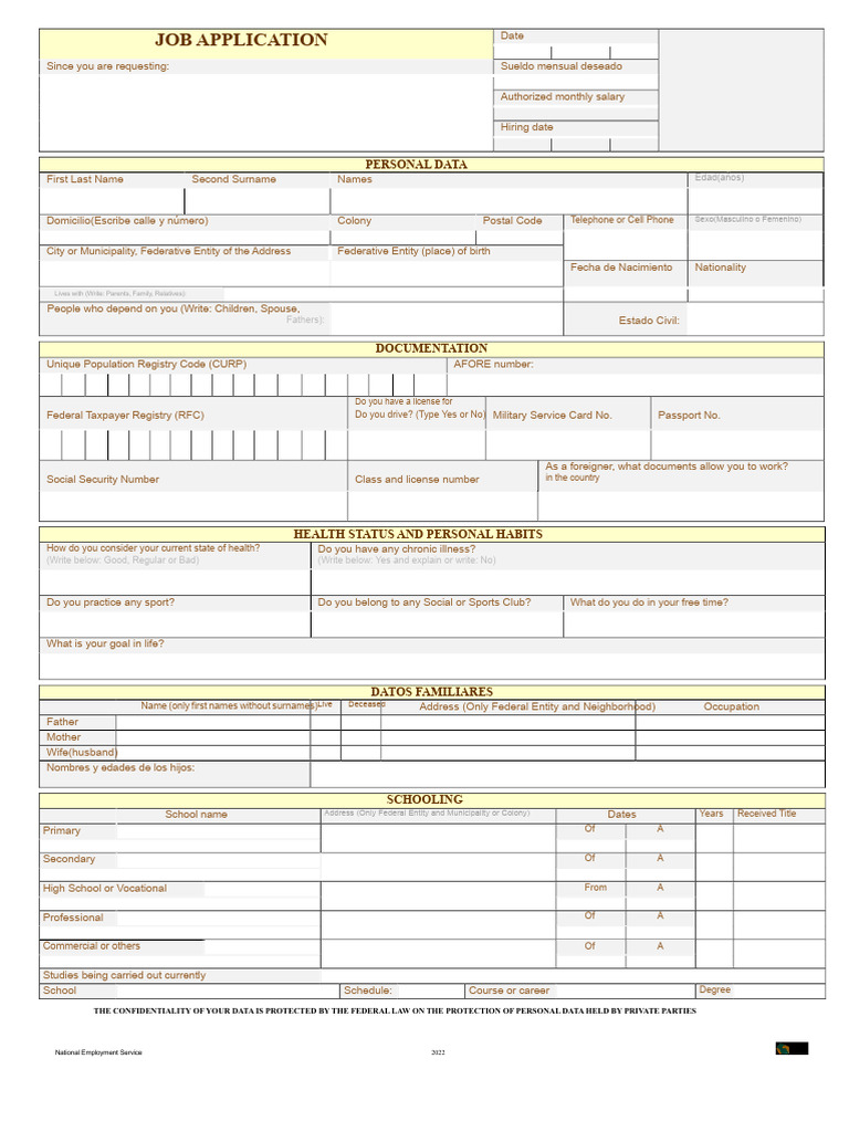 Job Application Form Template | PDF