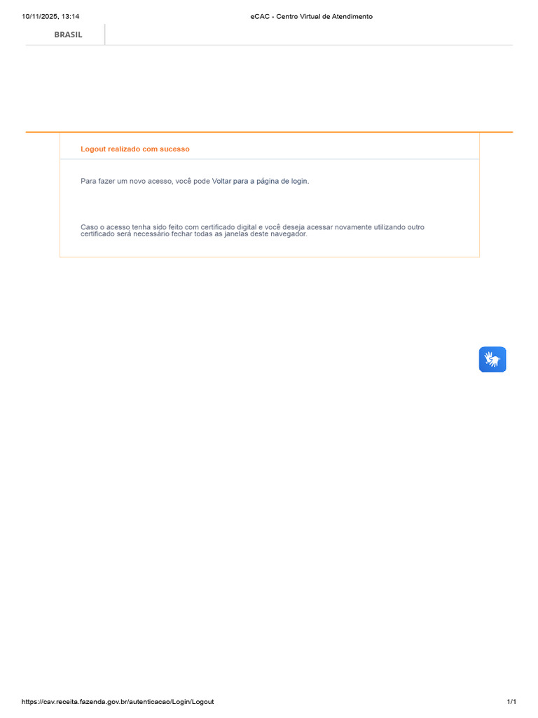 Logout do eCAC: Acesso Finalizado | PDF