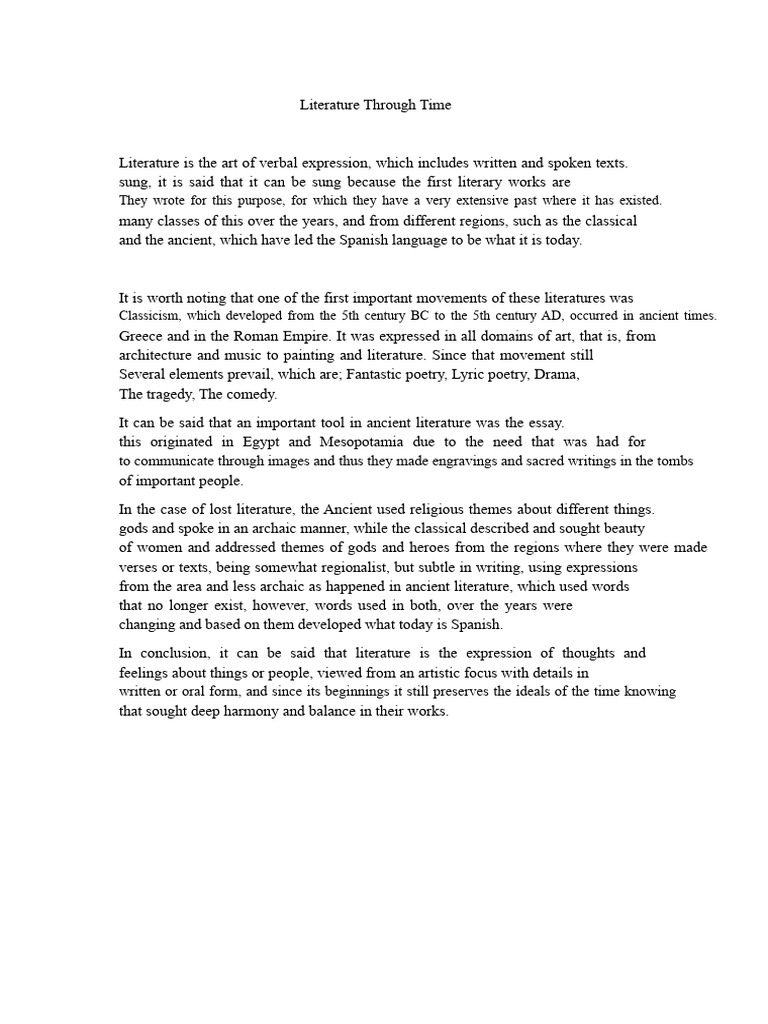 Evolution of Literature Through Time | PDF