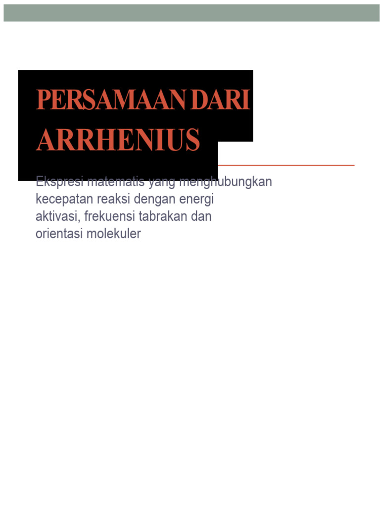 Persamaan Arrhenius | PDF