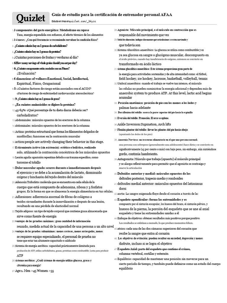 Certificación de Entrenador Personal AFAA | PDF | Músculo | Articulación