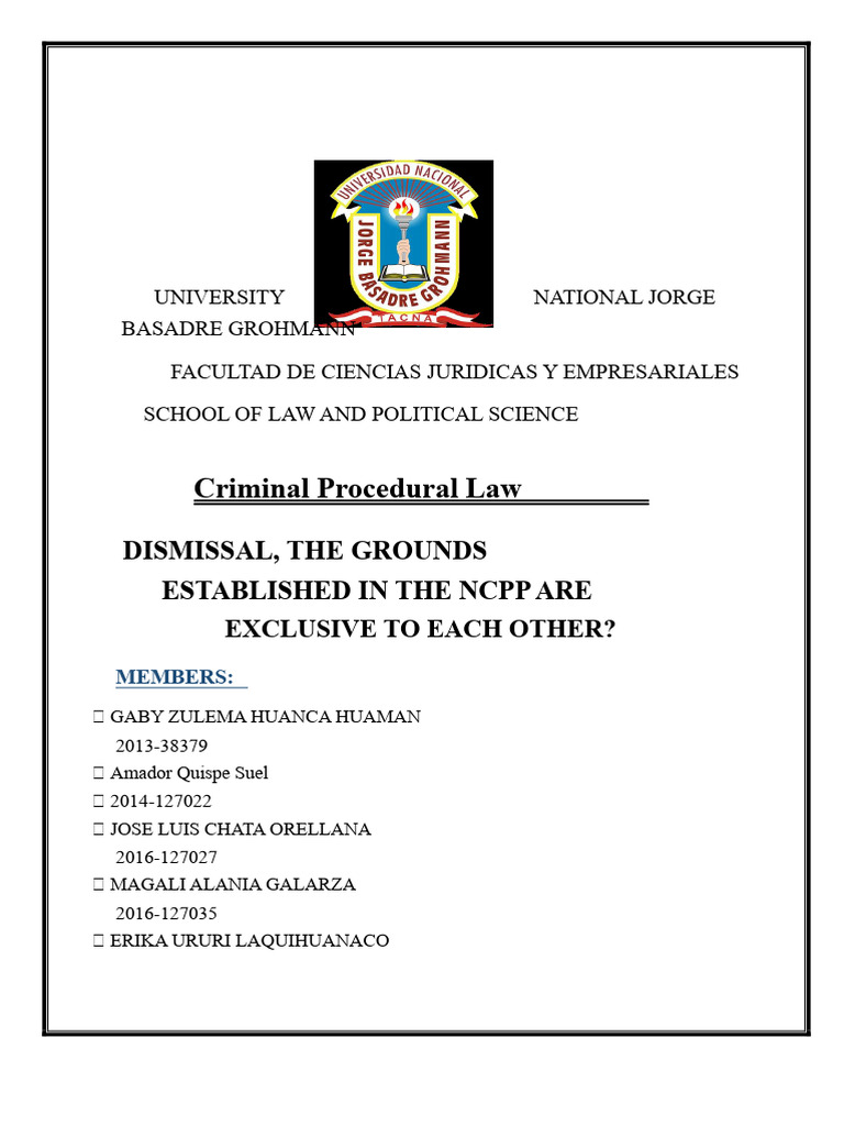 Grounds for Dismissal in Criminal Law | PDF | Prosecutor | Trials