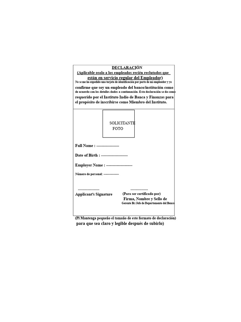 Iibf DECLARACIÓN PDF | PDF