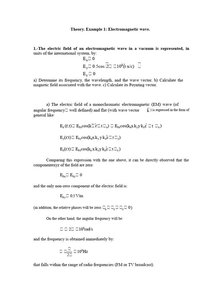 Electromagnetic Wave Analysis and Calculations | PDF | Waves ...
