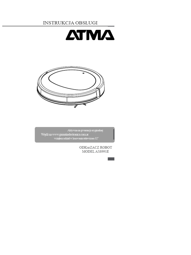 Podręcznik Odkurzacza Robotycznego Atma AS8991E | PDF