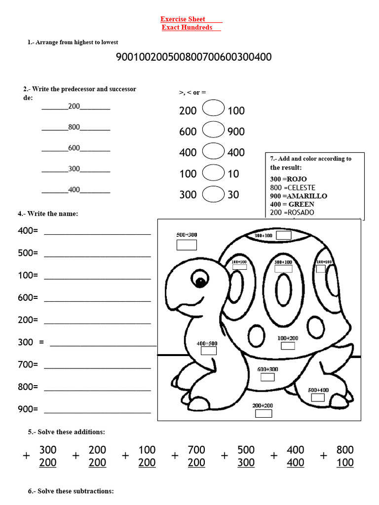 Exercise Sheet: Number Arrangements & Operations | PDF