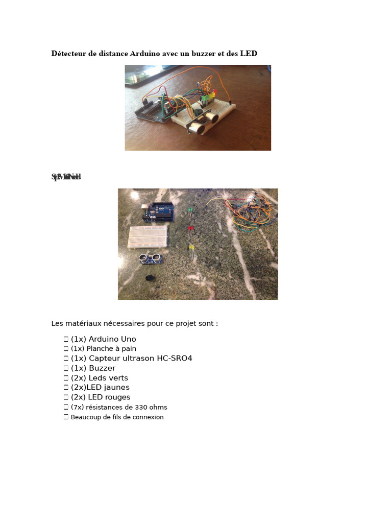Détecteur de distance Arduino avec LEDs et buzzer | PDF | Diode ...
