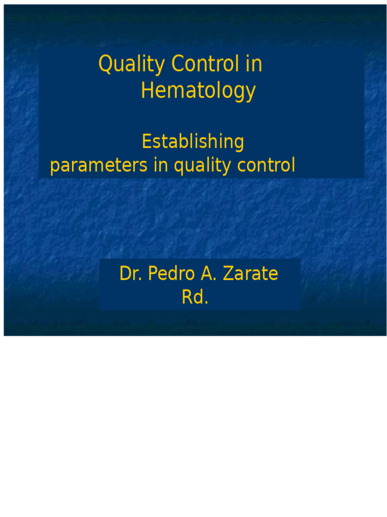 Quality Control Parameters in Hematology | PDF | Detection Limit ...