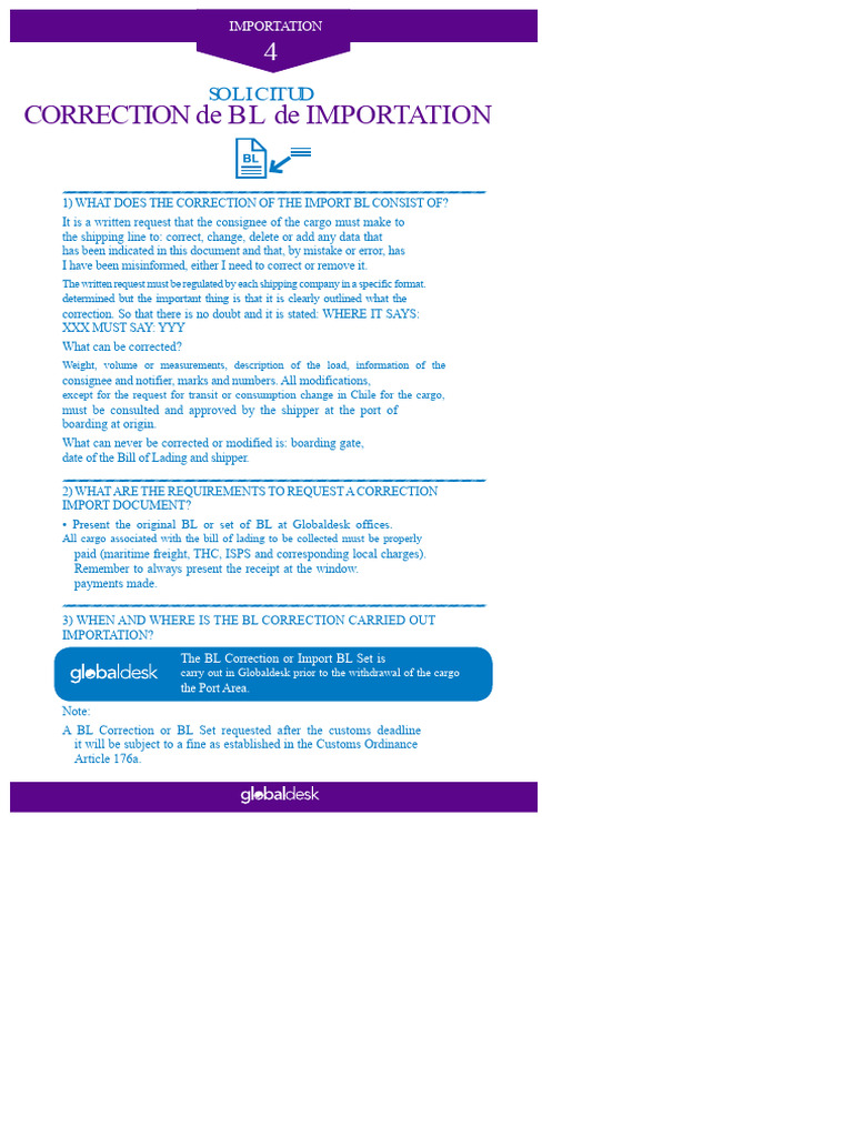 Import BL Correction Process Guide | PDF | Bill Of Lading | Supply ...