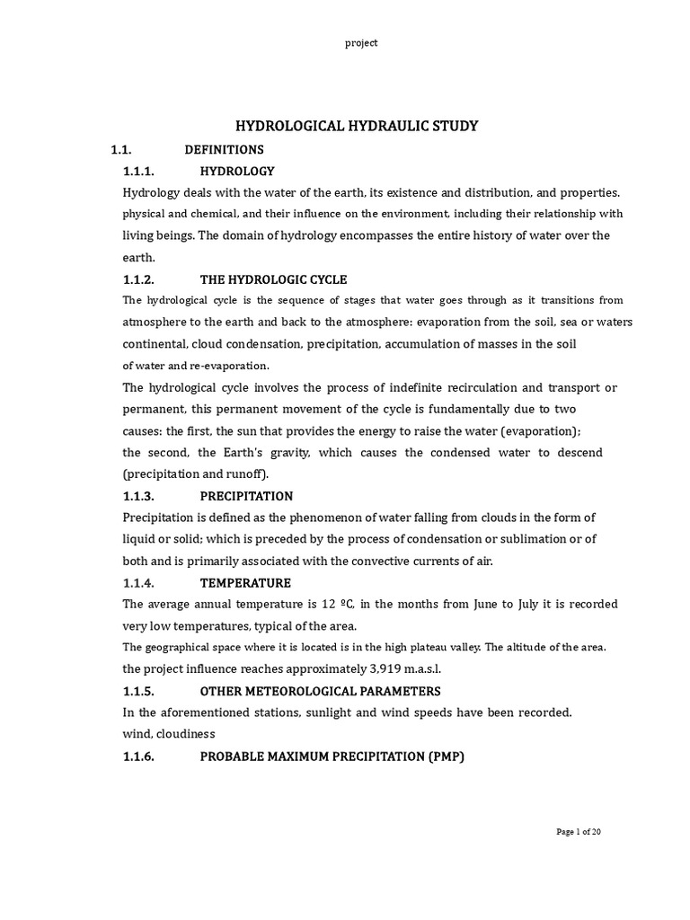 Hydrological Hydraulic Study Overview | PDF | Water Cycle | Hydrology