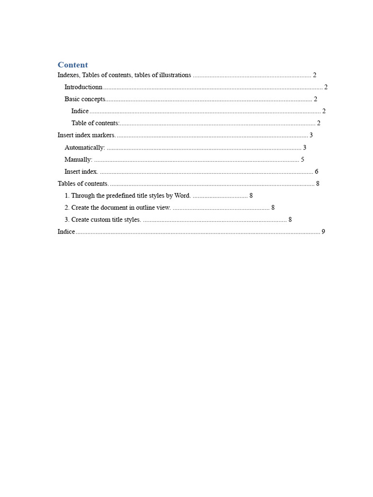 Creating Indexes and Tables of Contents | PDF | Computing