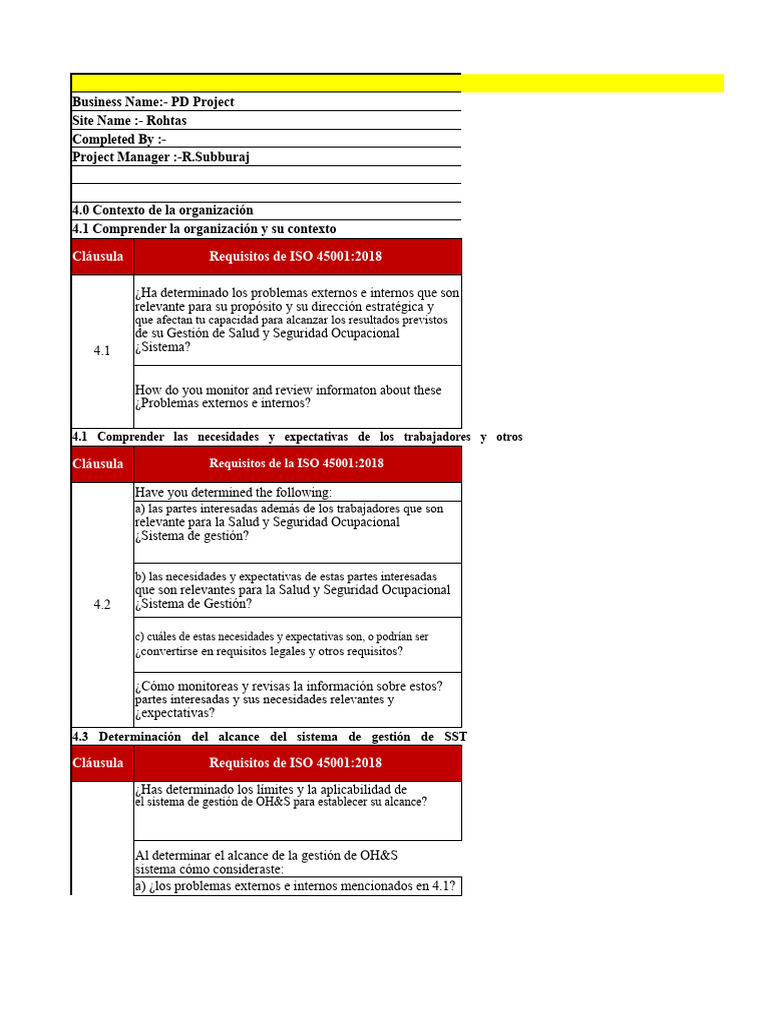 Lista de verificación de preparación según ISO 45001 y 14001 | PDF ...