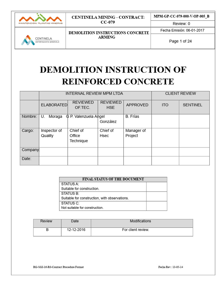Concrete Demolition Instructions Guide | PDF | Demolition | Concrete