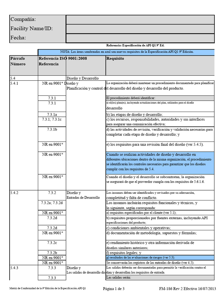 Especificación de API Q1 9 Edición | PDF | Sistema de manejo de calidad ...