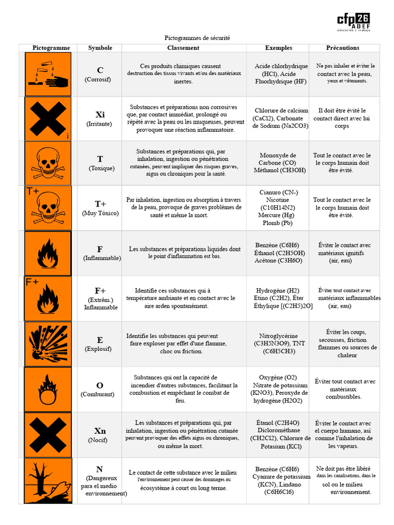 Pictogrammes de sécurité des produits chimiques | PDF | Corrosion ...