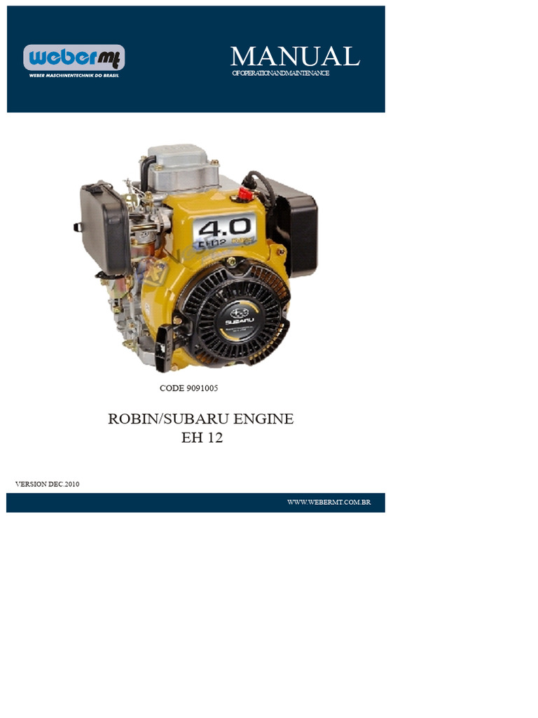 Subaru EH12 Engine Maintenance Manual | PDF | Piston | Carburetor