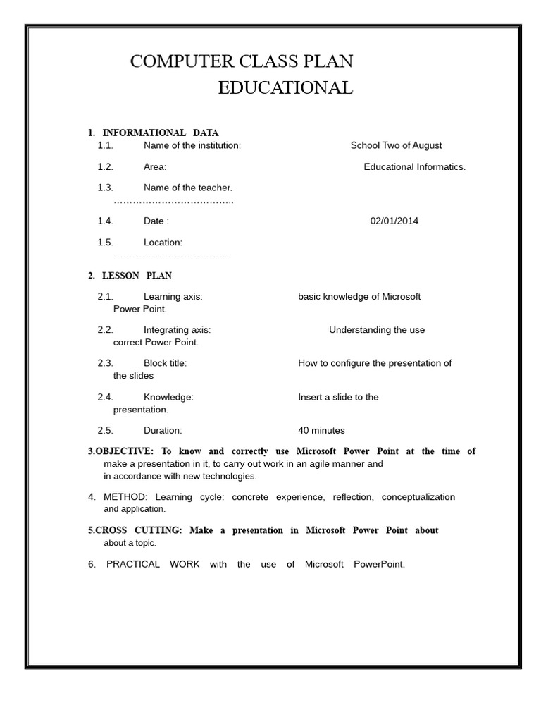 Educational Computer Science Lesson Plan | PDF | Knowledge | Computer ...