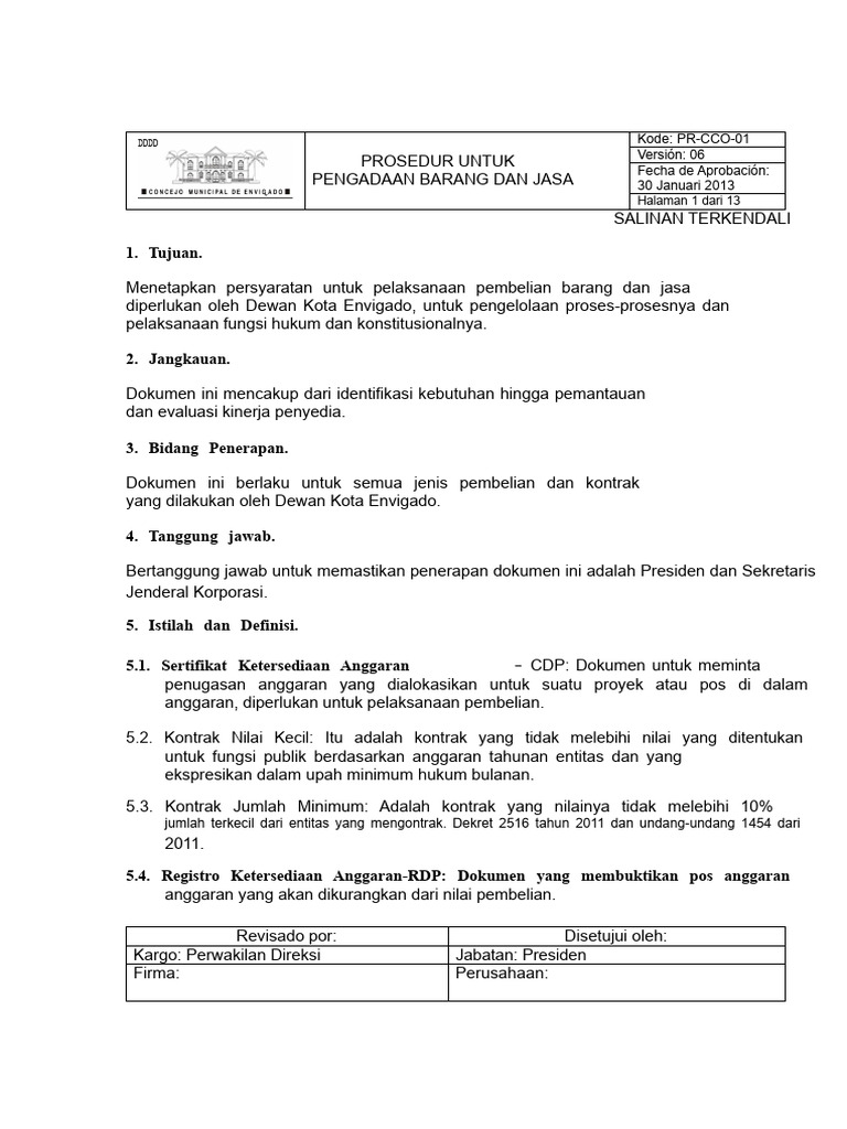 Prosedur Pengadaan Barang dan Jasa | PDF