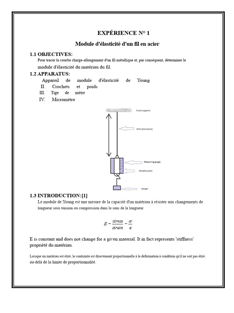 Module d'élasticité d'un fil en acier | PDF | Élasticité (Physique ...