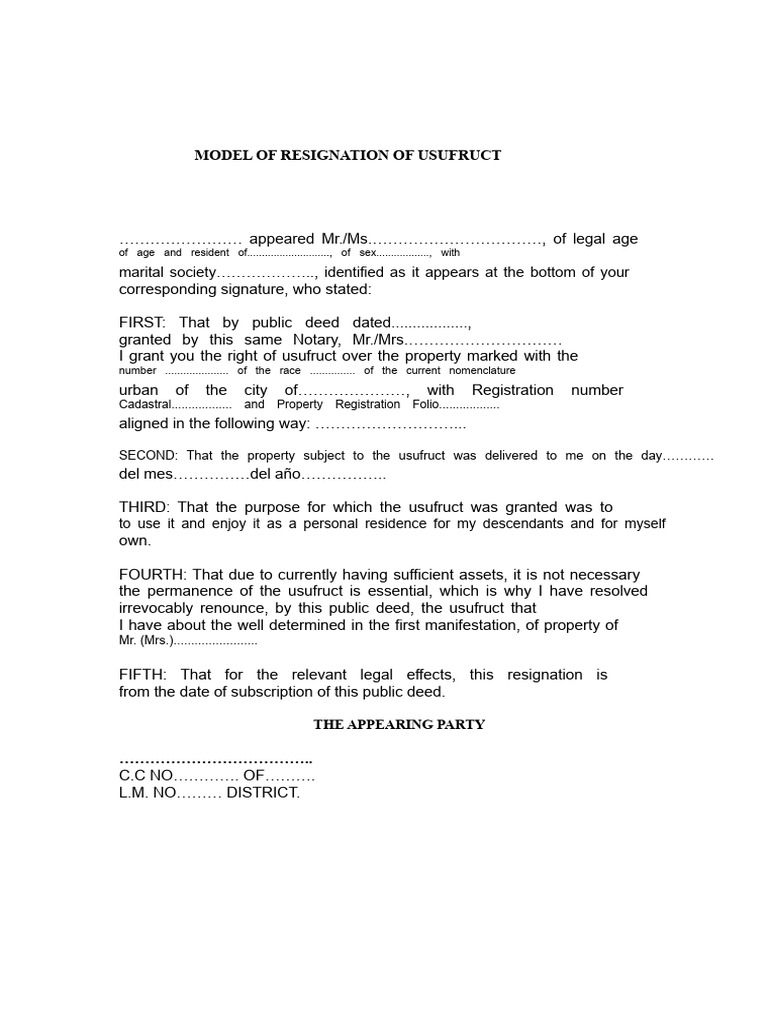 Renunciation of Usufruct | PDF