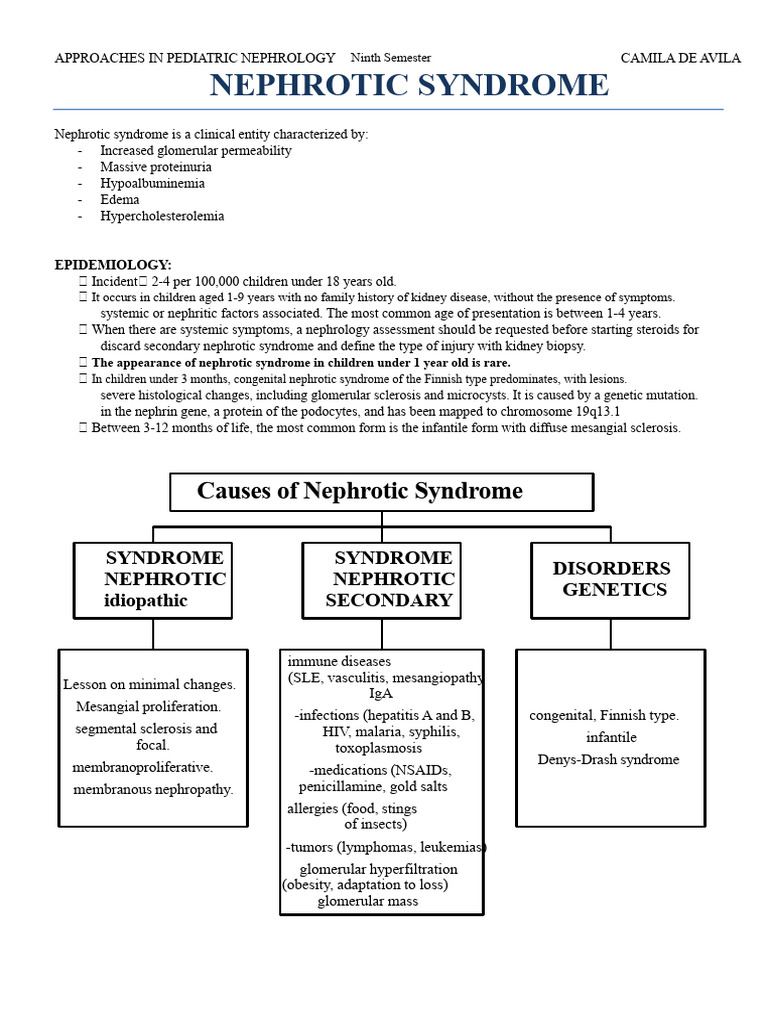 Pediatric Nephrotic Syndrome Overview | PDF | Kidney | Thrombosis