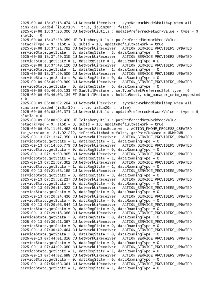 Network Status Updates Log 2025 | PDF