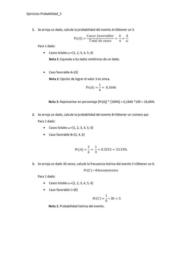Ejercicios de Probabilidad y Combinatoria | PDF | Objetos matemáticos ...