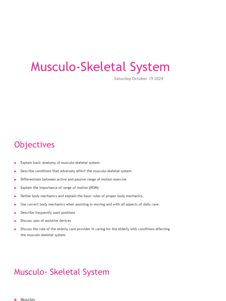 Musculoskeletal System Lecture | PDF | Human Musculoskeletal System | Joint