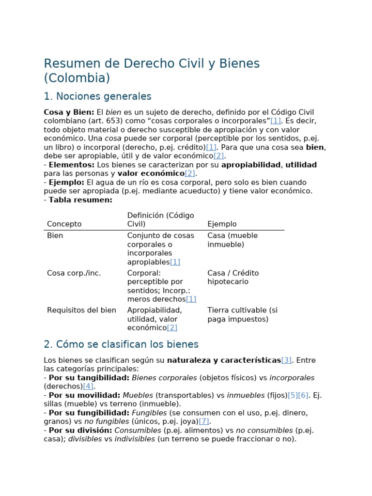 Clasificación y Naturaleza de Bienes en Derecho Civil | PDF | Propiedad ...