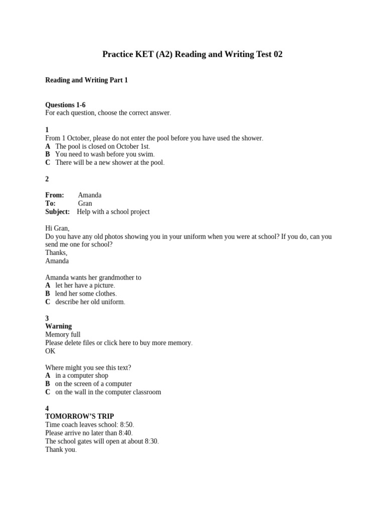 Practice KET - Test 02 | PDF