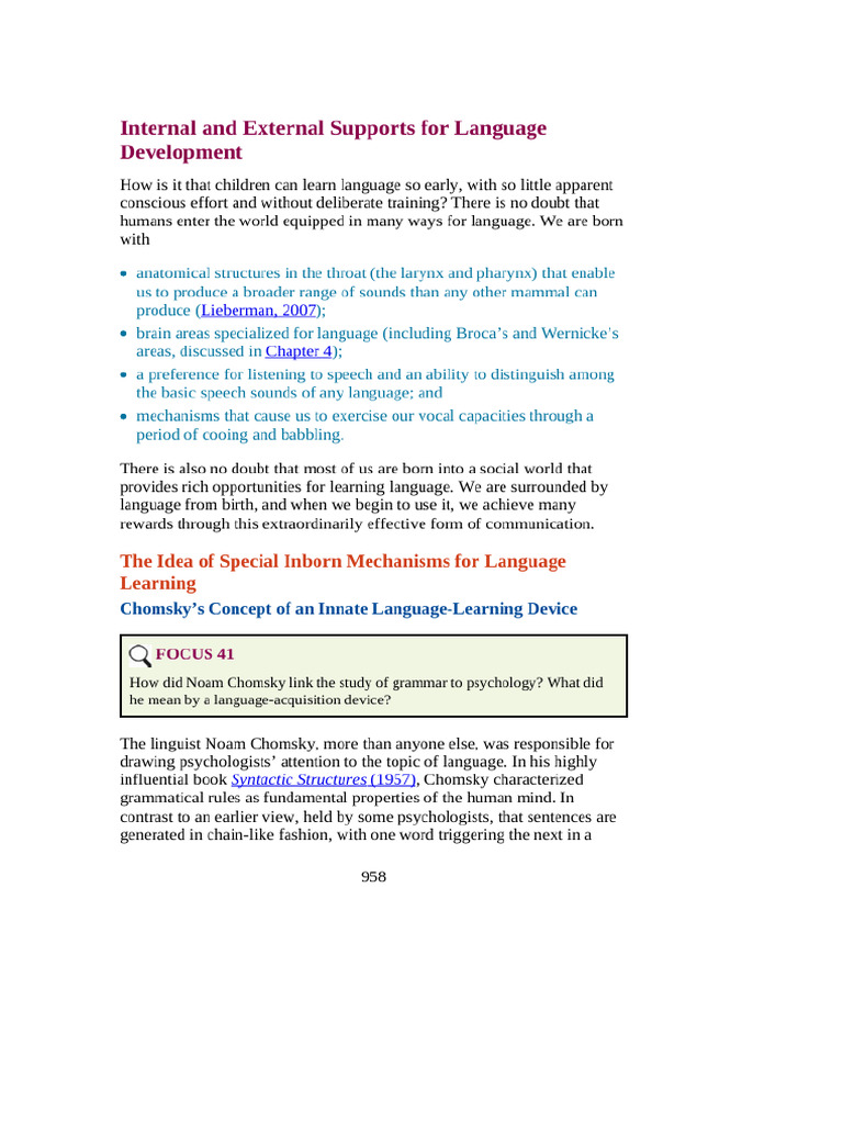 Internal and External Supports For Language | PDF