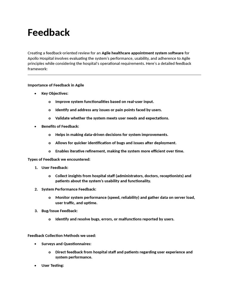 Agile Feedback for Healthcare Software | PDF | Usability | Agile ...