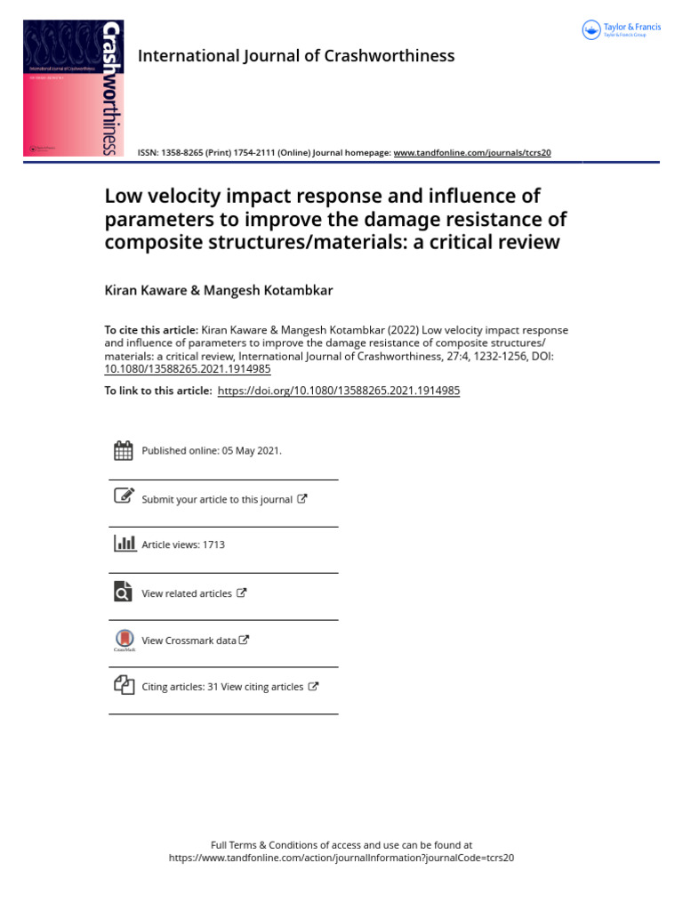 Low Velocity Impact Response and Influence of Parameters To Improve The ...