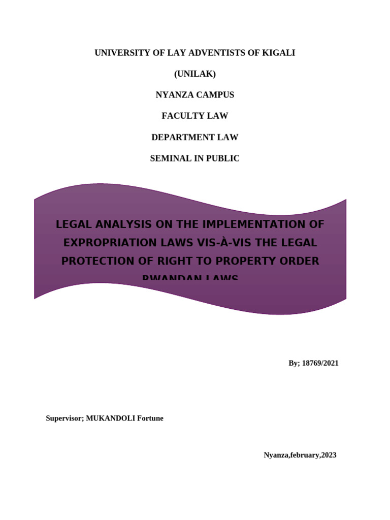 Legal Analysis of Expropriation Laws in Rwanda | PDF | Eminent Domain ...