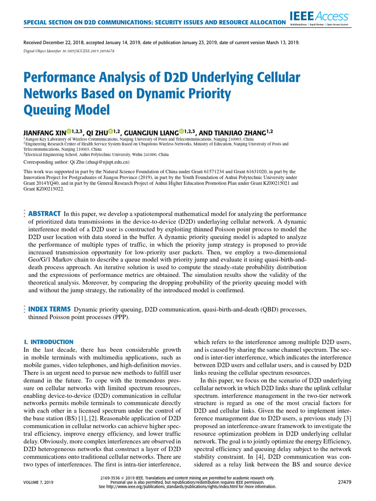 Performance Analysis of D2D Underlying Cellular Networks Based On ...