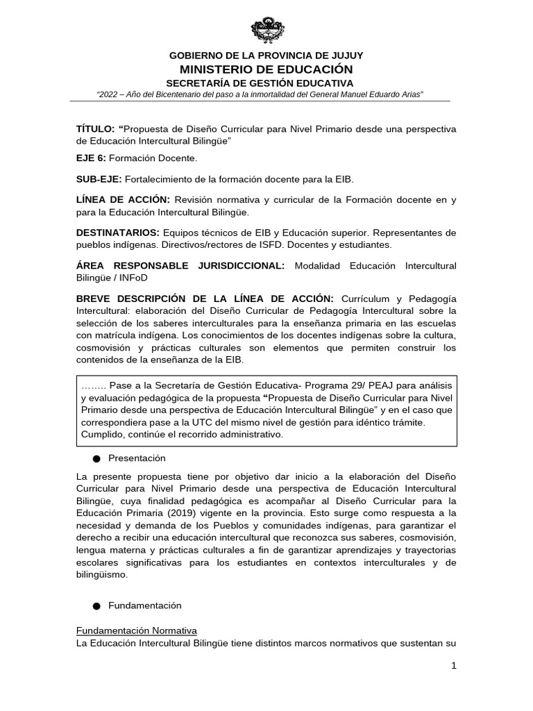 Diseño Curricular EIB para Primaria | PDF | Plan de estudios ...
