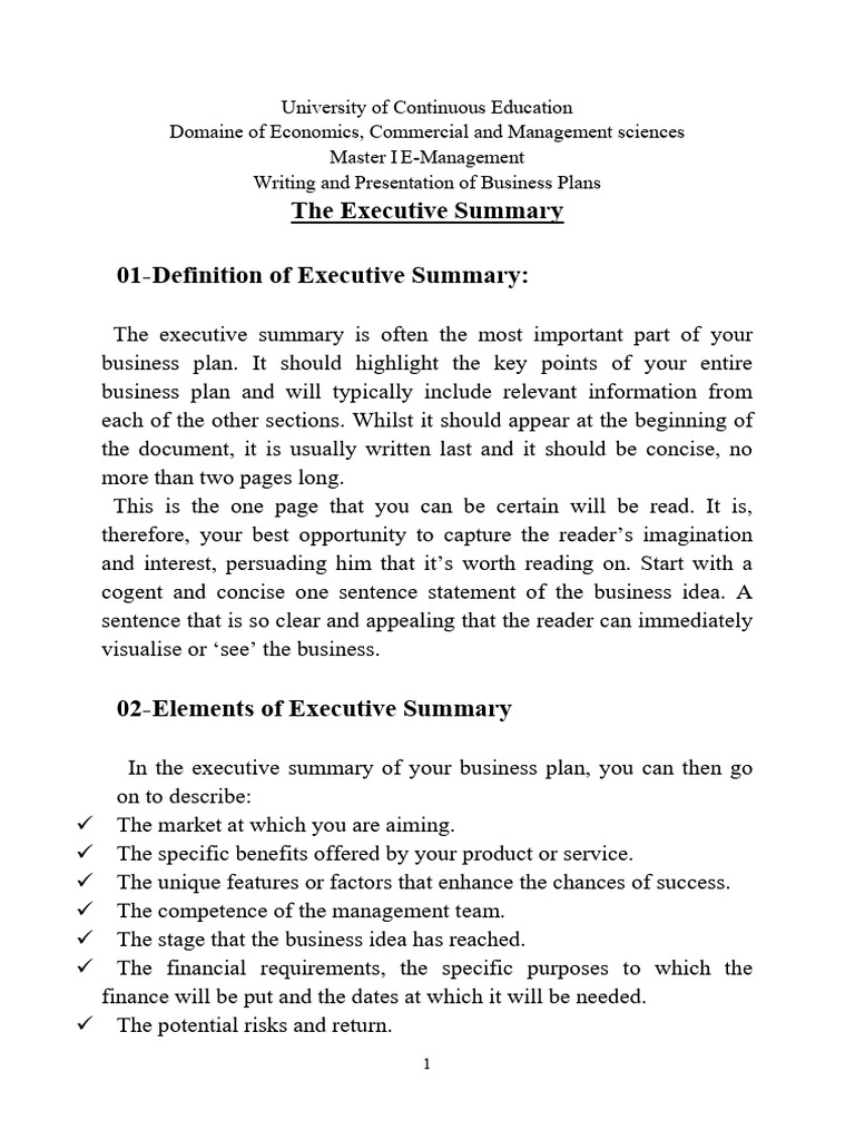 01 - The Executive Summary | PDF | Risk
