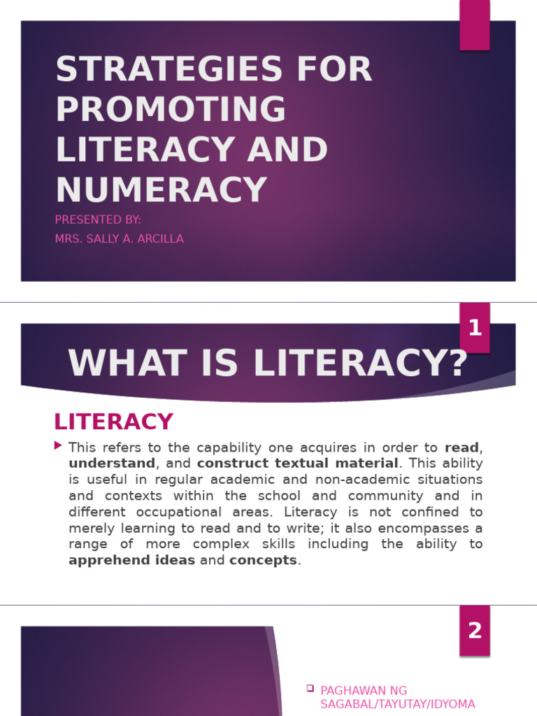 Strategies For Promoting Literacy and Numeracy | PDF