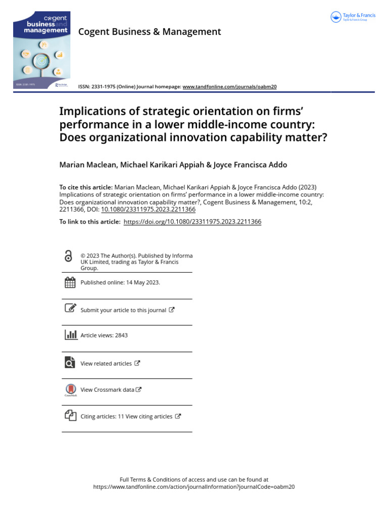 Strategic Orientation and Firm Performance | PDF | Innovation ...