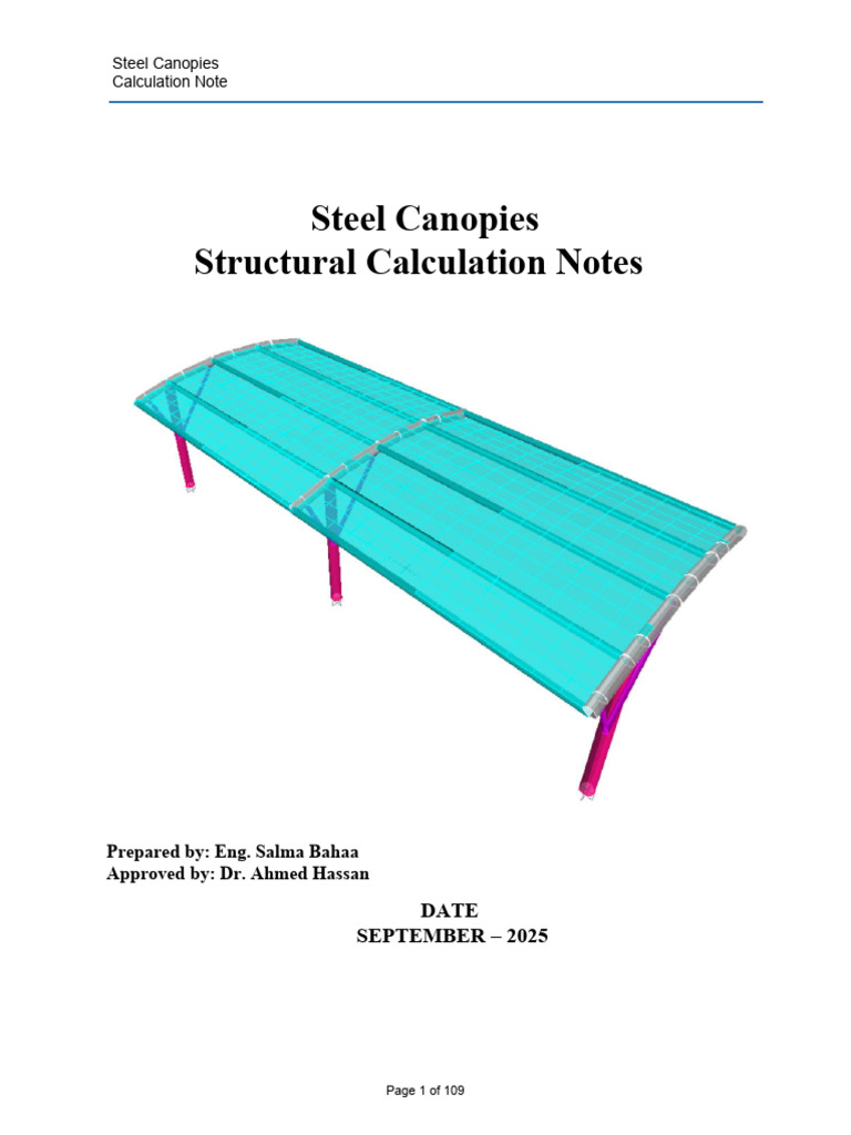 Steel Canopies Structural Calculations | PDF | Structural Load ...
