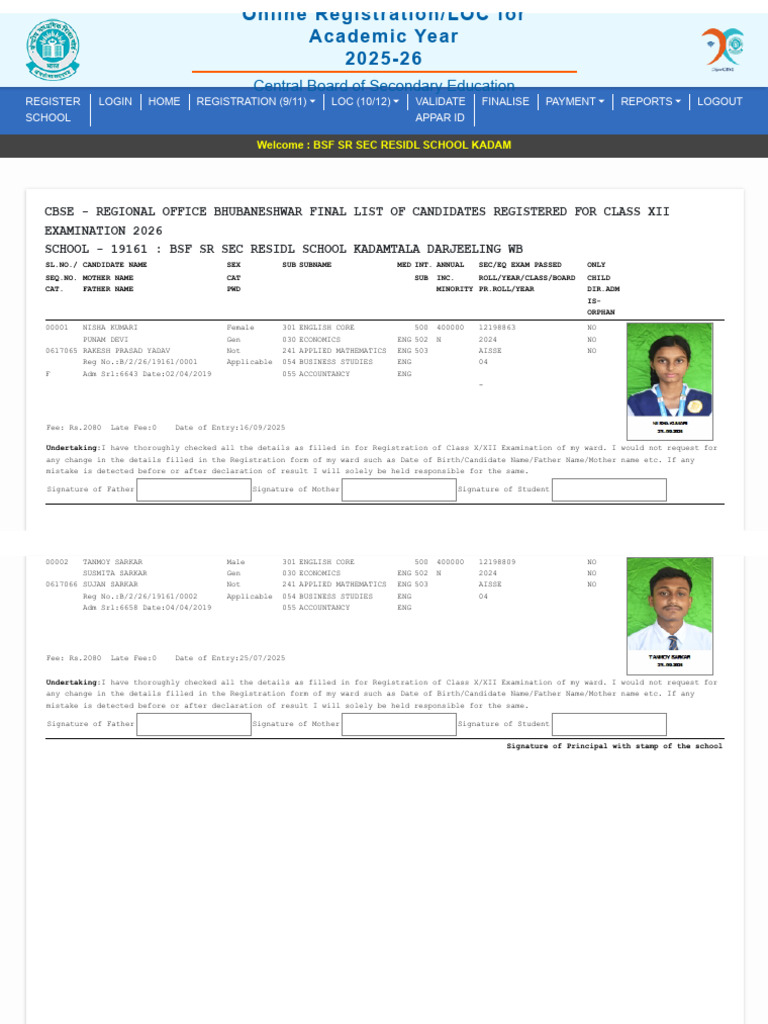 LOC 2026 Final List Class XII | PDF | Adolescence | Educational ...