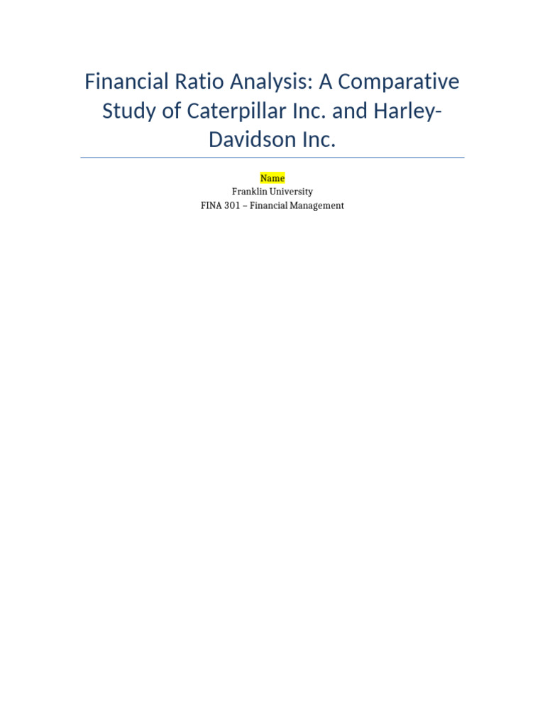 Caterpillar vs. Harley-Davidson: Financial Ratios Analysis | PDF ...