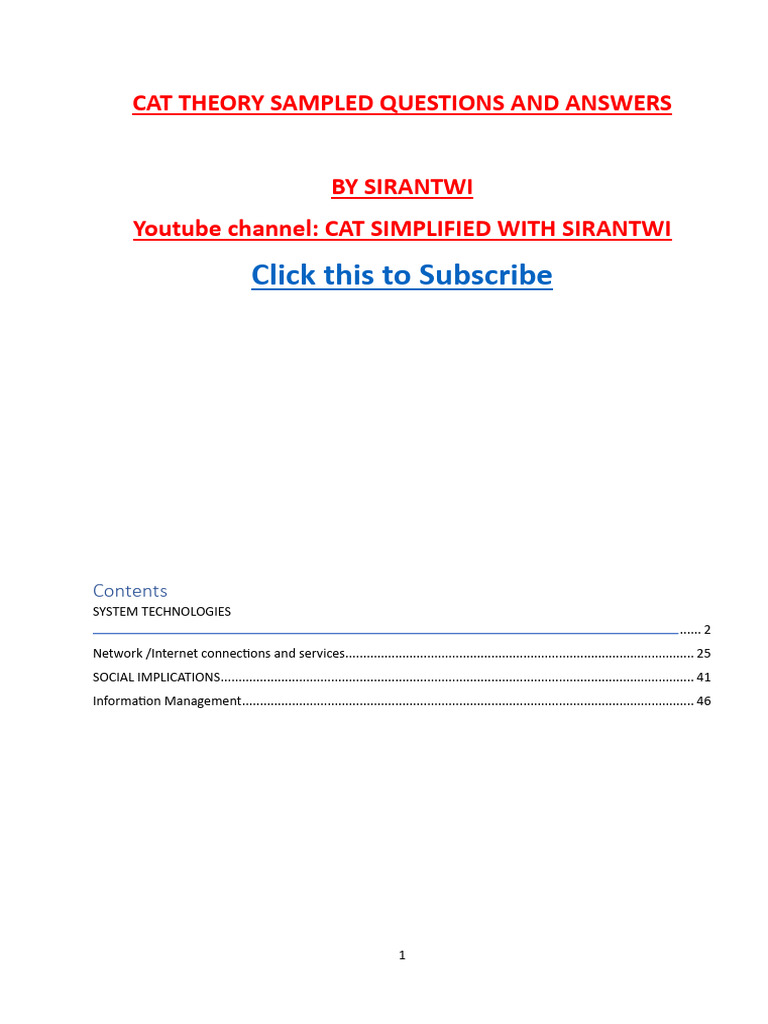 CAT Theory Sample Q&A Guide | PDF | Operating System | Computer Data ...