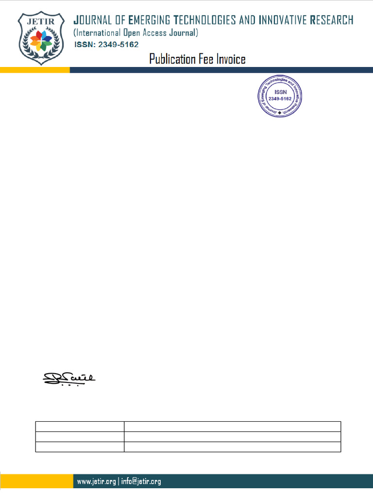 Publication Confirmation for JETIR Paper | PDF